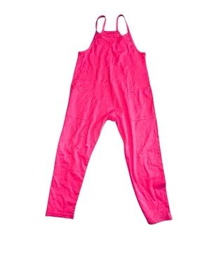 Kids Bright Pink Cotton Jumpsuit Romper